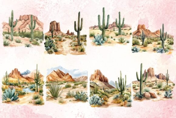 Download Watercolor Desert Landscapes Clipart - Clipart Collection
