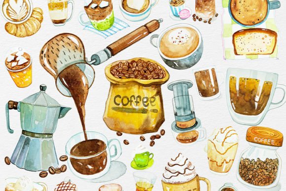 Download Coffee Clipart Watercolor DIY Elements - Clipart Collection