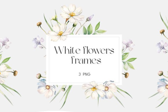 Download Watercolor White Wildflowers Frame - White Collection