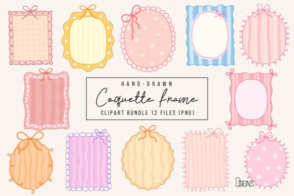 Download Hand-Drawn Coquette Frame Clipart Bundle - Clipart Collection