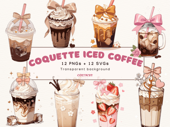 Download Coquette Iced Coffee Cliparts Pastel Bow - Clipart Collection