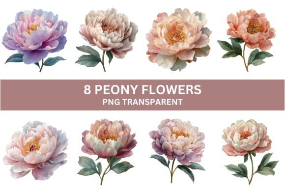 Download 8 Elegant Peony Flower Clipart Set - Premium Resources