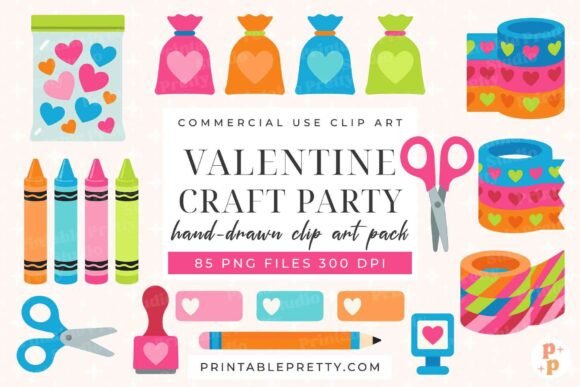 Download Valentine Craft Party Clipart PNG Set - Clipart Collection