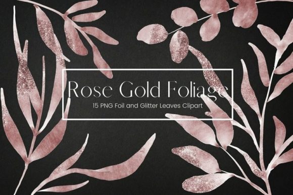 Download Rose Gold Foil Glitter Leaves Clipart - Gold Collection