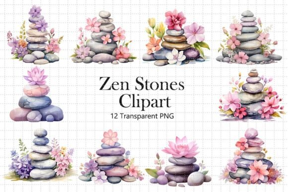 Download Zen Stones Watercolor Clipart Bundle - Clipart Collection