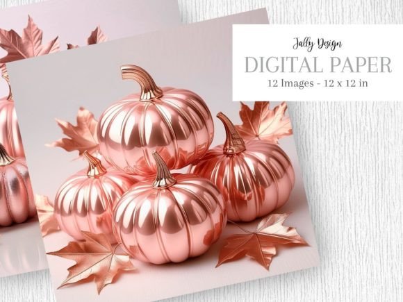 Download Rose Gold Foil Autumn Pumpkin Collection - Gold Collection