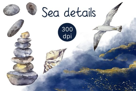 Download Sea Watercolor Clipart Stones Seagull - Clipart Collection