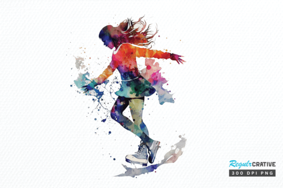 Download Watercolor Woman Figure Skating Clipart - Clipart Collection