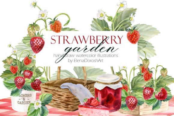 Download Watercolor Strawberry Garden Clipart - Clipart Collection