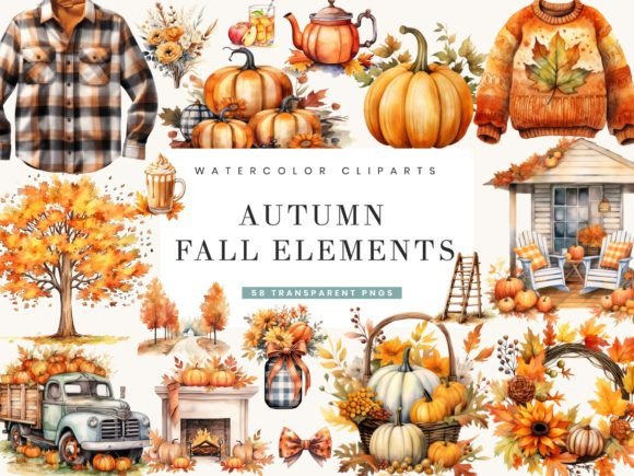 Download Watercolor Autumn Fall Elements Clipart - Clipart Collection