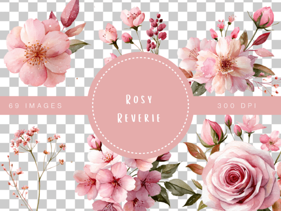 Download Rosy Reverie Watercolor Floral Clipart C - Clipart Collection
