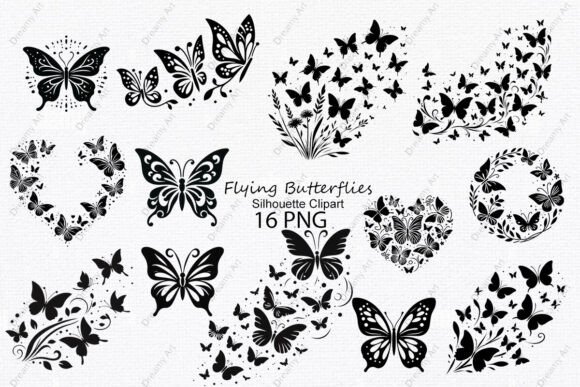 Download Flying Butterflies Silhouette Clipart - Clipart Collection