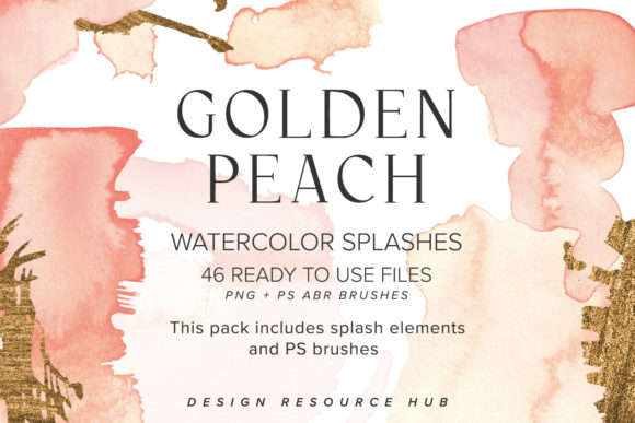 Download Golden Peach Watercolor Splash Pack - Gold Collection