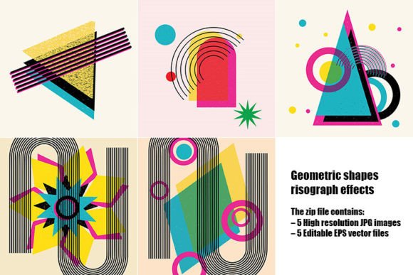 Download Geometric Shapes Risograph Effects - Shape Collection