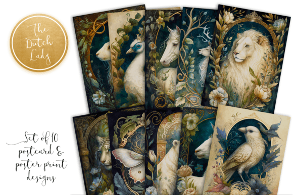Download White Animals Postcard Art Prints - White Collection