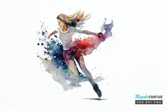 Download Watercolor Woman Figure Skating Clipart - Clipart Collection