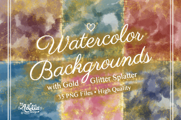 Download Watercolor Backgrounds with Gold Glitter - Gold Collection