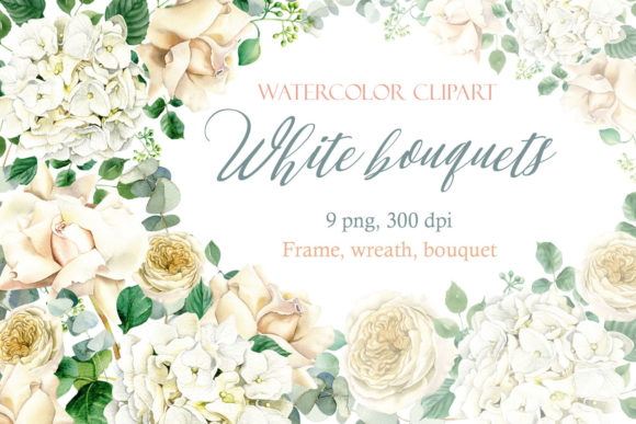 Download Wedding Frame White Roses,Eucalyptus - White Collection