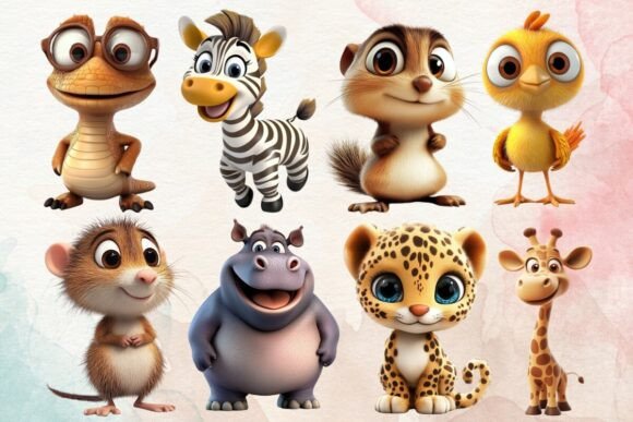 Download Funny Cartoon 3D Animals Clipart - Clipart Collection
