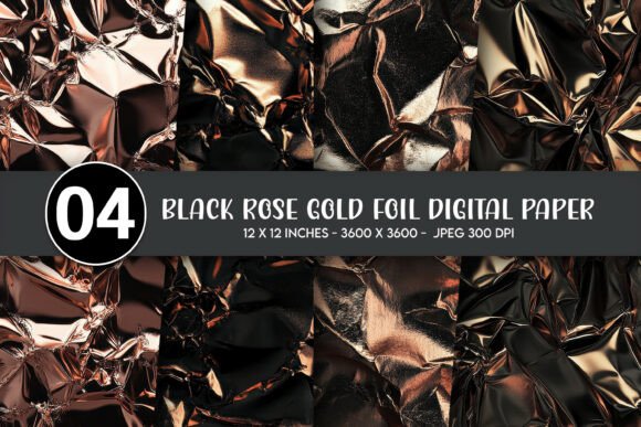 Download Black Rose Gold Foil Digital Paper - Gold Collection
