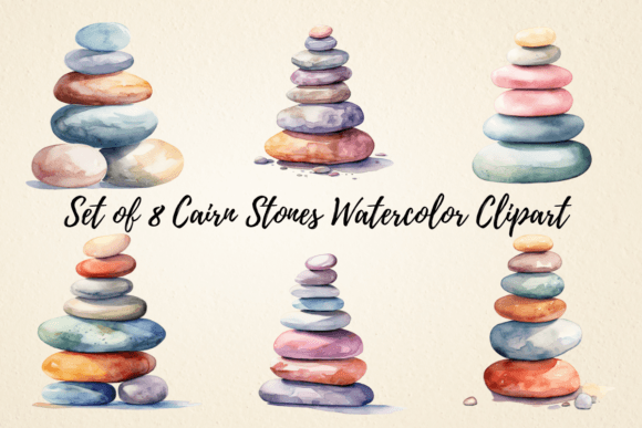 Download Cairn Stones Watercolor Clipart - Clipart Collection