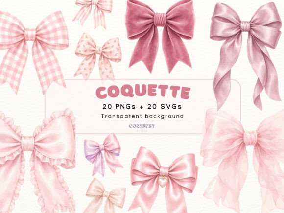 Download Coquette Bow Watercolor Cliparts, Pink - Clipart Collection