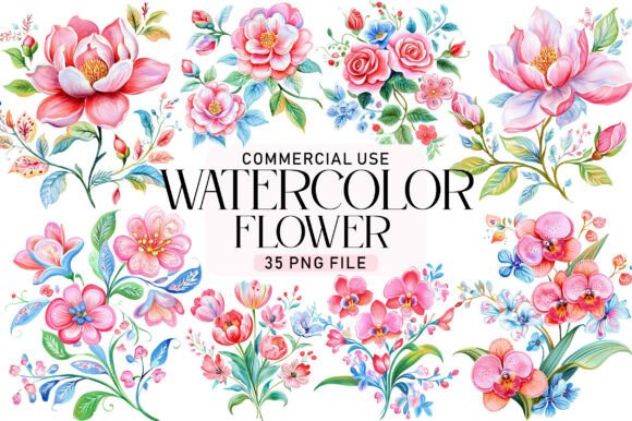 Download Watercolor Flower Clipart Bundle - Clipart Collection