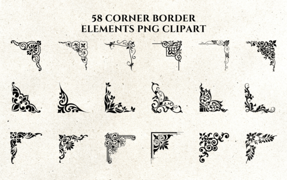 Download 58 Corner Border Elements PNG Clipart - Clipart Collection