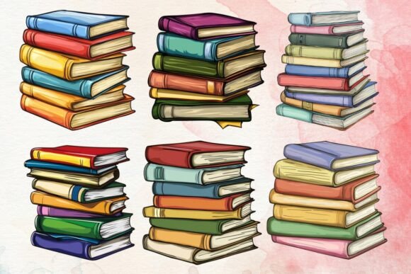 Download Cartoon Stack of Books Clipart Bundle - Clipart Collection