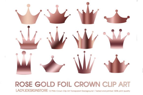 Download Rose Gold Foil Crown ClipArt - Gold Collection