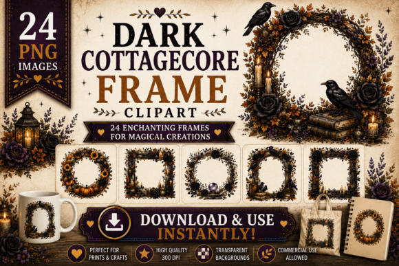 Download Dark Cottagecore Frame Clipart - Clipart Collection