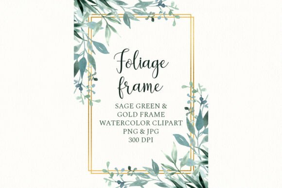 Download Greenery Frame Gold Border Watercolor - Gold Collection
