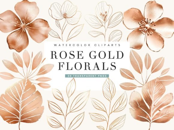 Download Rose Gold Foil Textured Flower Leaves - Gold Collection