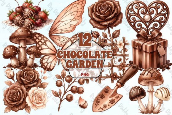 Download Chocolate Garden Clipart Elements PNG - Clipart Collection