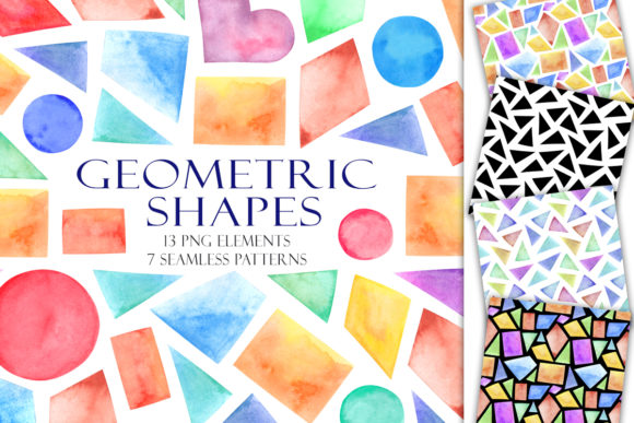 Download Set of Watercolor Geometric Shapes - Shape Collection