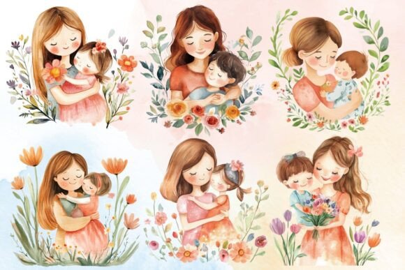 Download Cute Watercolor Mother's Day Clipart - Clipart Collection