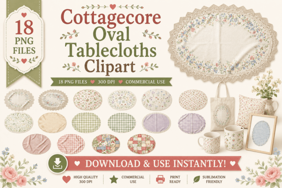 Download Cottagecore Oval Tablecloths Clipart - Clipart Collection