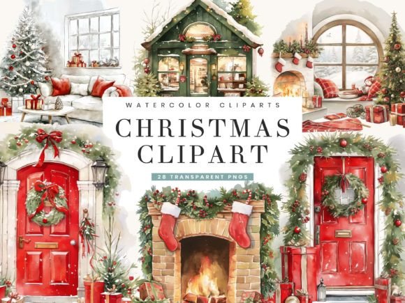 Download Watercolor Christmas Clipart Bundle - Clipart Collection