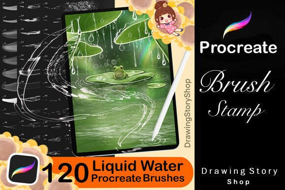 Download 120 Procreate Liquid Brushes,white Water - White Collection