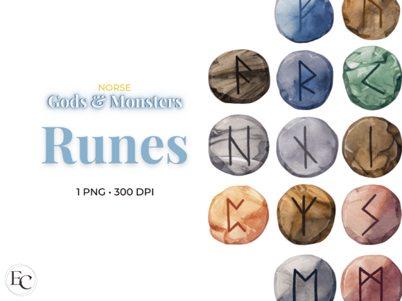 Download Rune Stones Watercolor Pagan Clipart - Clipart Collection